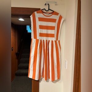 Orange and White Striped Boden dress